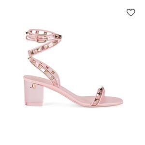 Valentino Garavani Pink Rockstud Block Heel Sandals